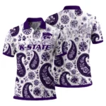 Kansas State Wildcats Polo Shirt Customized Paisley Florals Purple White Best Selling
