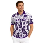Kansas State Wildcats Polo Shirt Customized Paisley Florals Purple White Best Selling