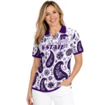 Kansas State Wildcats Polo Shirt Customized Paisley Florals Purple White Best Selling