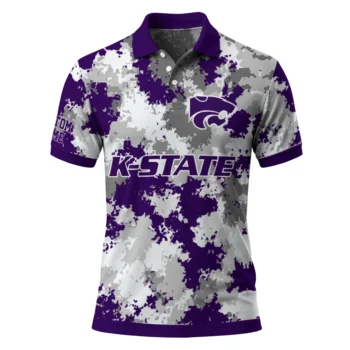 Kansas State Wildcats Polo Shirt Customized Pixel Camo Purple Best Selling