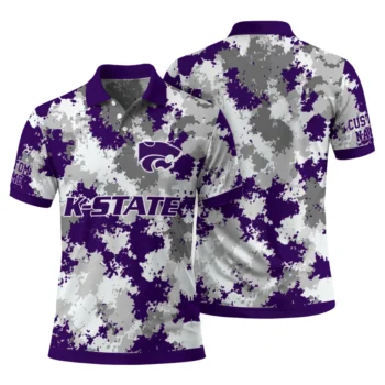 Kansas State Wildcats Polo Shirt Customized Pixel Camo Purple Fashion Forward