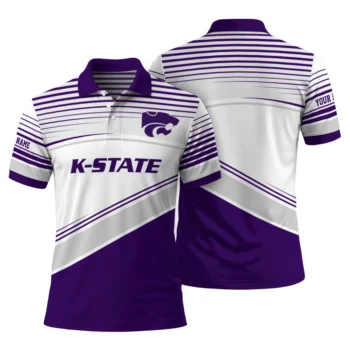 Kansas State Wildcats Polo Shirt Customized Slanted Stripes Purple White Fashion Forward