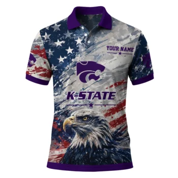 Kansas State Wildcats Polo Shirt Customized Star Brushstrokes Purple Blue Best Selling