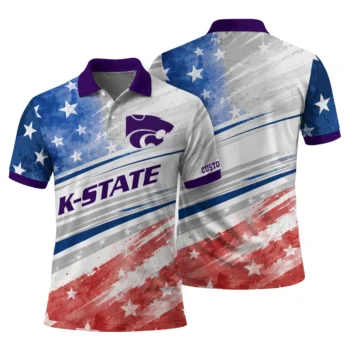 Kansas State Wildcats Polo Shirt Customized Star Stripes Red Blue Fashion Forward