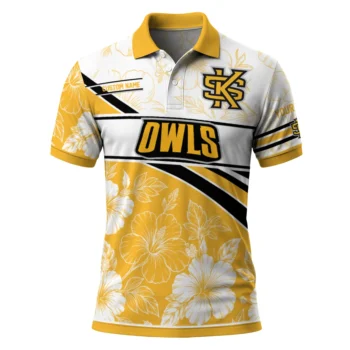 Kennesaw State Owls Polo Shirt Customized Floral Angles Gold White Best Selling