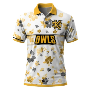 Kennesaw State Owls Polo Shirt Customized Floral Pinstripe Gold White Best Selling