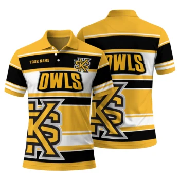 Kennesaw State Owls Polo Shirt Customized Horizontal Blocks Gold Fashion Forward