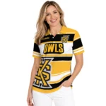 Kennesaw State Owls Polo Shirt Customized Horizontal Blocks Gold Best Selling