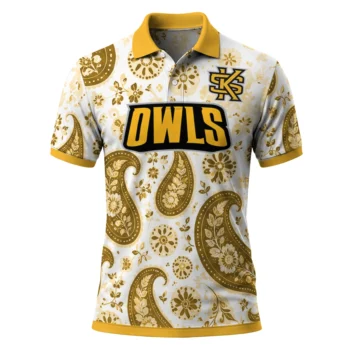 Kennesaw State Owls Polo Shirt Customized Paisley Florals Gold White Best Selling