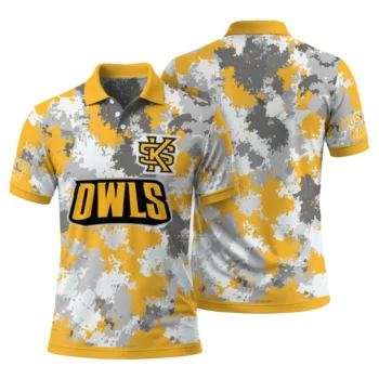 Kennesaw State Owls Polo Shirt Customized Pixel Camo Gold Fashion Forward