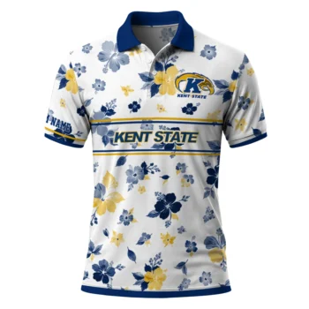 Kent State Golden Flashes Polo Shirt Custom Floral Pinstripe Navy Blue White Best Selling