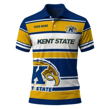Kent State Golden Flashes Polo Shirt Custom Horizontal Blocks Navy Blue Best Selling
