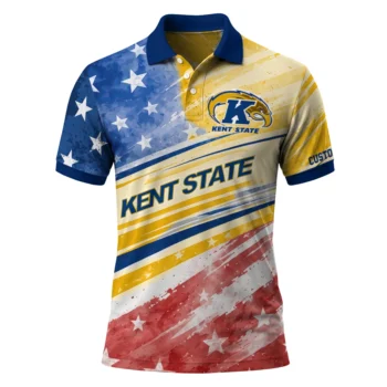 Kent State Golden Flashes Polo Shirt Custom Star Stripes Red Blue Best Selling
