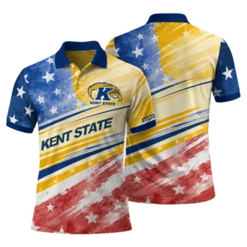 Kent State Golden Flashes Polo Shirt Custom Star Stripes Red Blue Fashion Forward