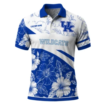 Kentucky Wildcats Polo Shirt Custom Floral Angles Blue White Best Selling