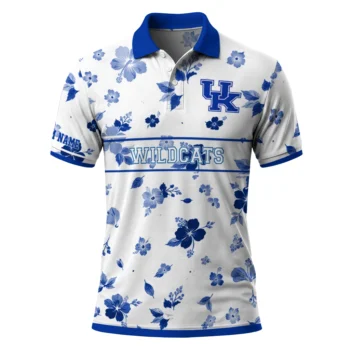 Kentucky Wildcats Polo Shirt Custom Floral Pinstripe Blue White Best Selling