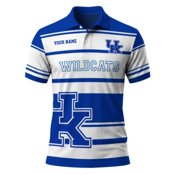 Kentucky Wildcats Polo Shirt Custom Horizontal Blocks Blue Best Selling