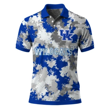 Kentucky Wildcats Polo Shirt Custom Pixel Camo Blue Best Selling