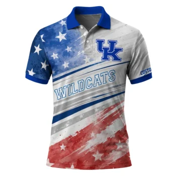 Kentucky Wildcats Polo Shirt Custom Star Stripes Red Blue Best Selling