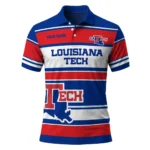 La Tech Polo Shirt Personalized Horizontal Blocks Blue Best Selling