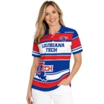 La Tech Polo Shirt Personalized Horizontal Blocks Blue Best Selling