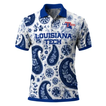 La Tech Polo Shirt Personalized Paisley Florals Blue White Best Selling