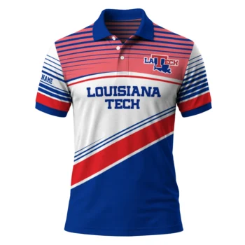 La Tech Polo Shirt Personalized Slanted Stripes Blue White Best Selling