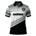 Las Vegas Raiders Polo Shirt Custom Slanted Stripes Black White Best Selling