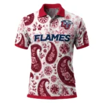 Liberty Flames Polo Shirt Personalized Paisley Florals Red White Best Selling