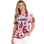 Liberty Flames Polo Shirt Personalized Paisley Florals Red White Best Selling