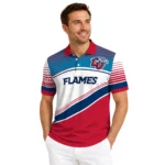 Liberty Flames Polo Shirt Personalized Slanted Stripes Red White Best Selling