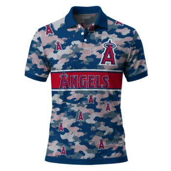 Los Angeles Angels Polo Shirt Personalized Camo Band Blue Best Selling