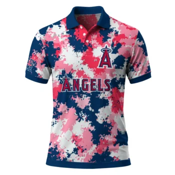 Los Angeles Angels Polo Shirt Personalized Pixel Camo Blue Best Selling