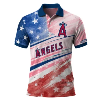 Los Angeles Angels Polo Shirt Personalized Star Stripes Red Blue Best Selling