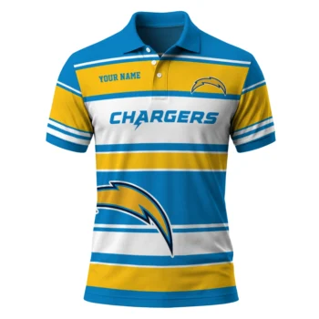 Los Angeles Chargers Polo Shirt Custom Horizontal Blocks Blue Best Selling