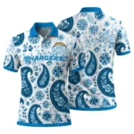 Los Angeles Chargers Polo Shirt Custom Paisley Florals Blue White Best Selling