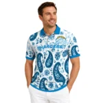 Los Angeles Chargers Polo Shirt Custom Paisley Florals Blue White Best Selling