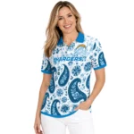 Los Angeles Chargers Polo Shirt Custom Paisley Florals Blue White Best Selling