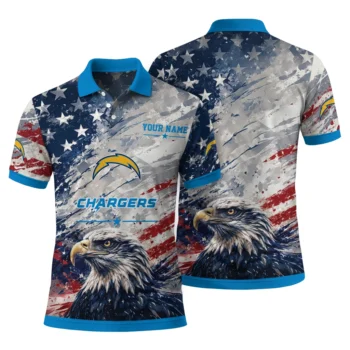 Los Angeles Chargers Polo Shirt Custom Star Brushstrokes Blue Fashion Forward