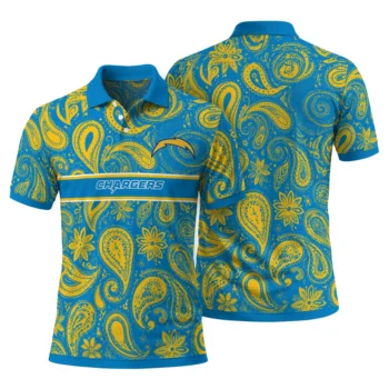 Los Angeles Chargers Polo Shirt Customized Paisley Band Blue Fashion Forward