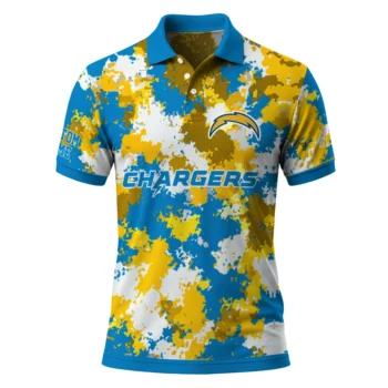 Los Angeles Chargers Polo Shirt Customized Pixel Camo Blue Best Selling