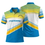 Los Angeles Chargers Polo Shirt Customized Slanted Stripes Blue White Best Selling