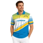 Los Angeles Chargers Polo Shirt Customized Slanted Stripes Blue White Best Selling