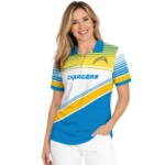 Los Angeles Chargers Polo Shirt Customized Slanted Stripes Blue White Best Selling