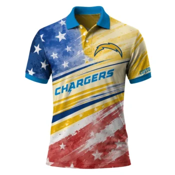 Los Angeles Chargers Polo Shirt Personalized Star Stripes Red Blue Best Selling
