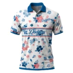 Los Angeles Dodgers Polo Shirt Custom Floral Pinstripe Blue White Best Selling