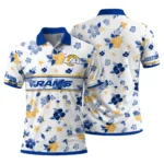 Los Angeles Rams Polo Shirt Custom Floral Pinstripe Blue White Best Selling