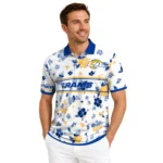 Los Angeles Rams Polo Shirt Custom Floral Pinstripe Blue White Best Selling