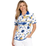 Los Angeles Rams Polo Shirt Custom Floral Pinstripe Blue White Best Selling