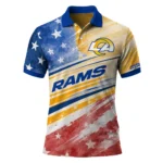 Los Angeles Rams Polo Shirt Custom Star Stripes Red Blue Best Selling